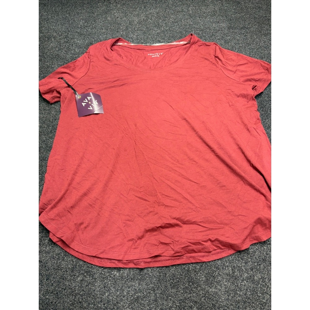 Ava & Viv Womens Red Short Sleeve Scoop Neck T-Shirt Plus Size 1X New With Tags